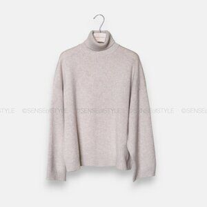 Brunello Cucinelli Cashmere sweater with monili trim wide sleeves turtleneck S